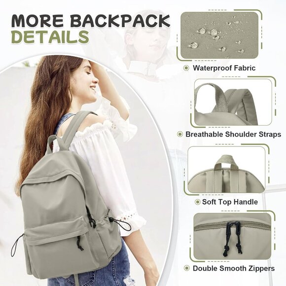 🆕 Women Green Lightweight School Book Bag Casual Laptop Travel Sports Backpack - Picture 5 of 7